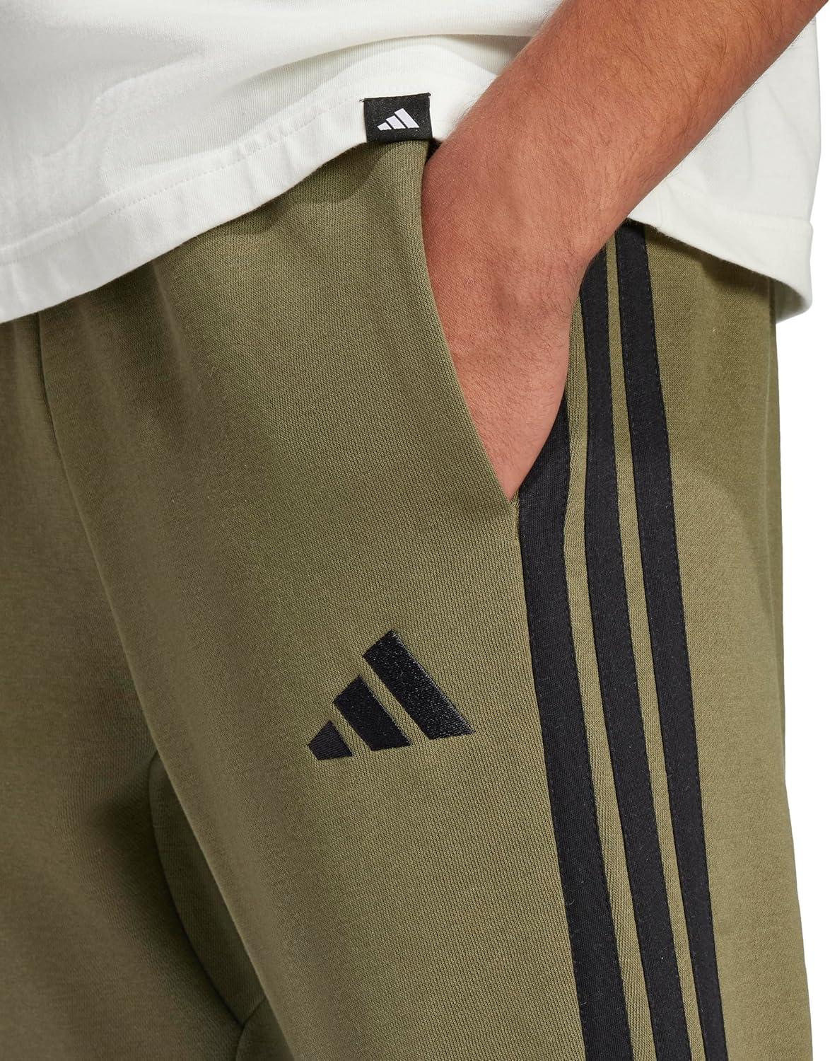 image:imageadidas Mens Essentials 3Stripes Regular Tricot PantsOlive StrataBlack