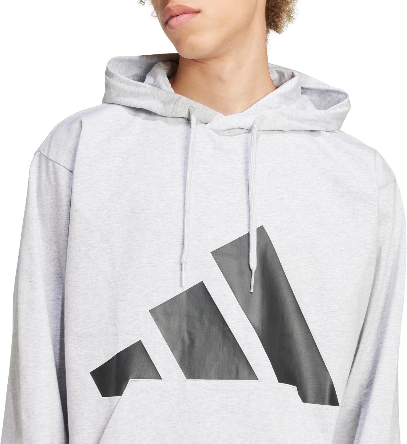 image:imageadidas Mens Essentials Big Logo Single Jersey HoodieLight Grey HeatherBlack