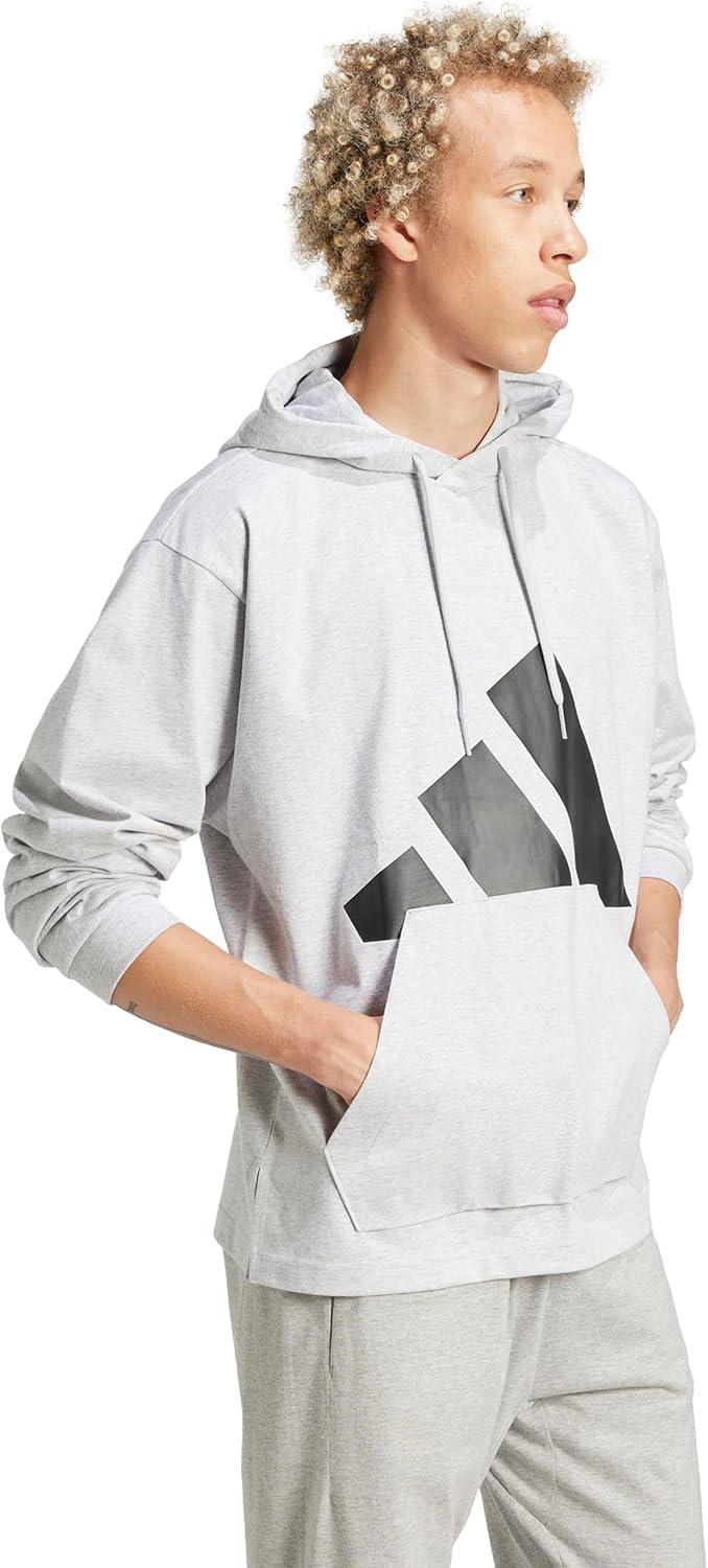 image:imageadidas Mens Essentials Big Logo Single Jersey HoodieLight Grey HeatherBlack