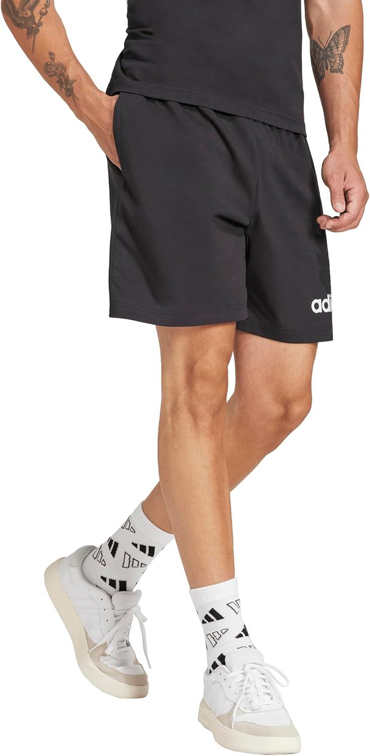 image:imageadidas Mens Essentials Linear Single Jersey 7inch ShortsBlackWhite