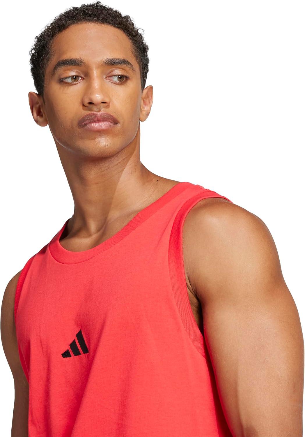 image:imageadidas Mens Essentials Small Logo Single Jersey Tank TopPure RubyBlack