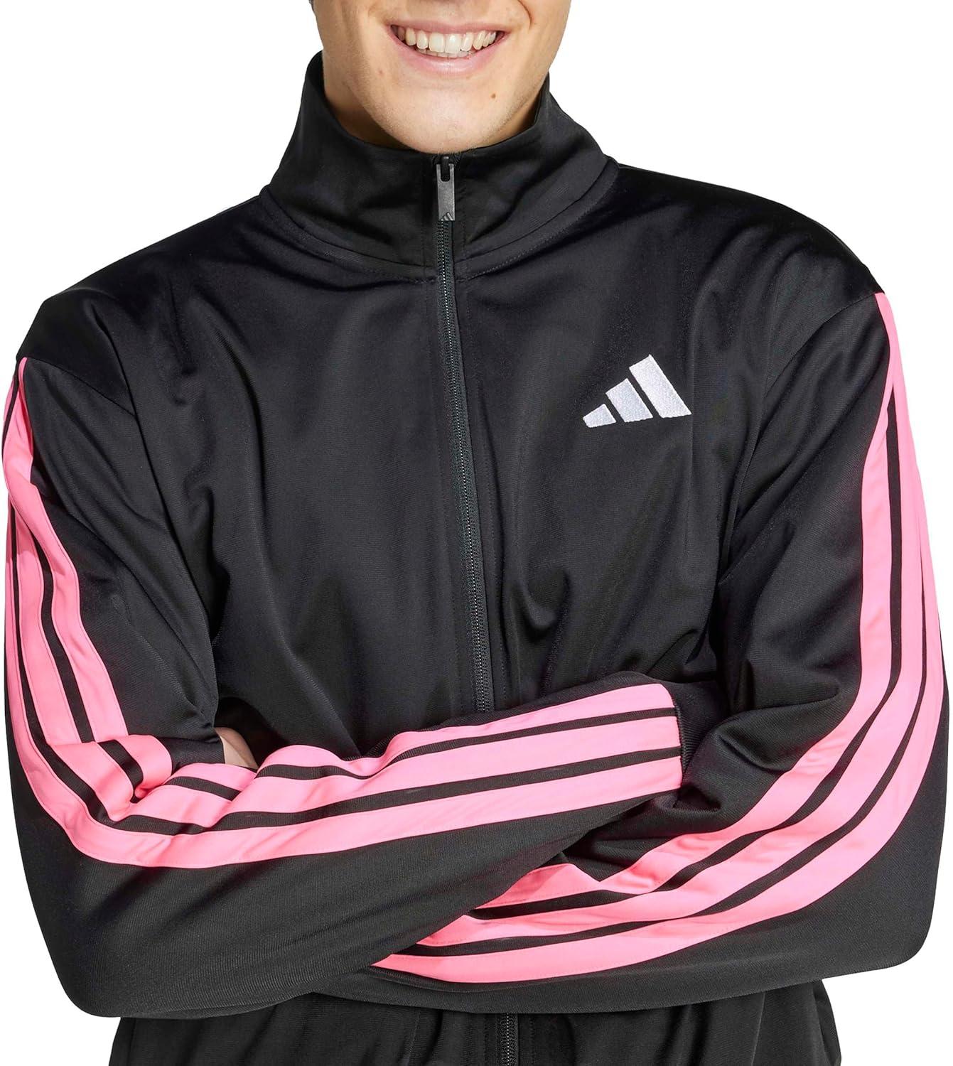 image:imageadidas Mens Essentials Warmup 3stripes Track TopBlackLucid Pink
