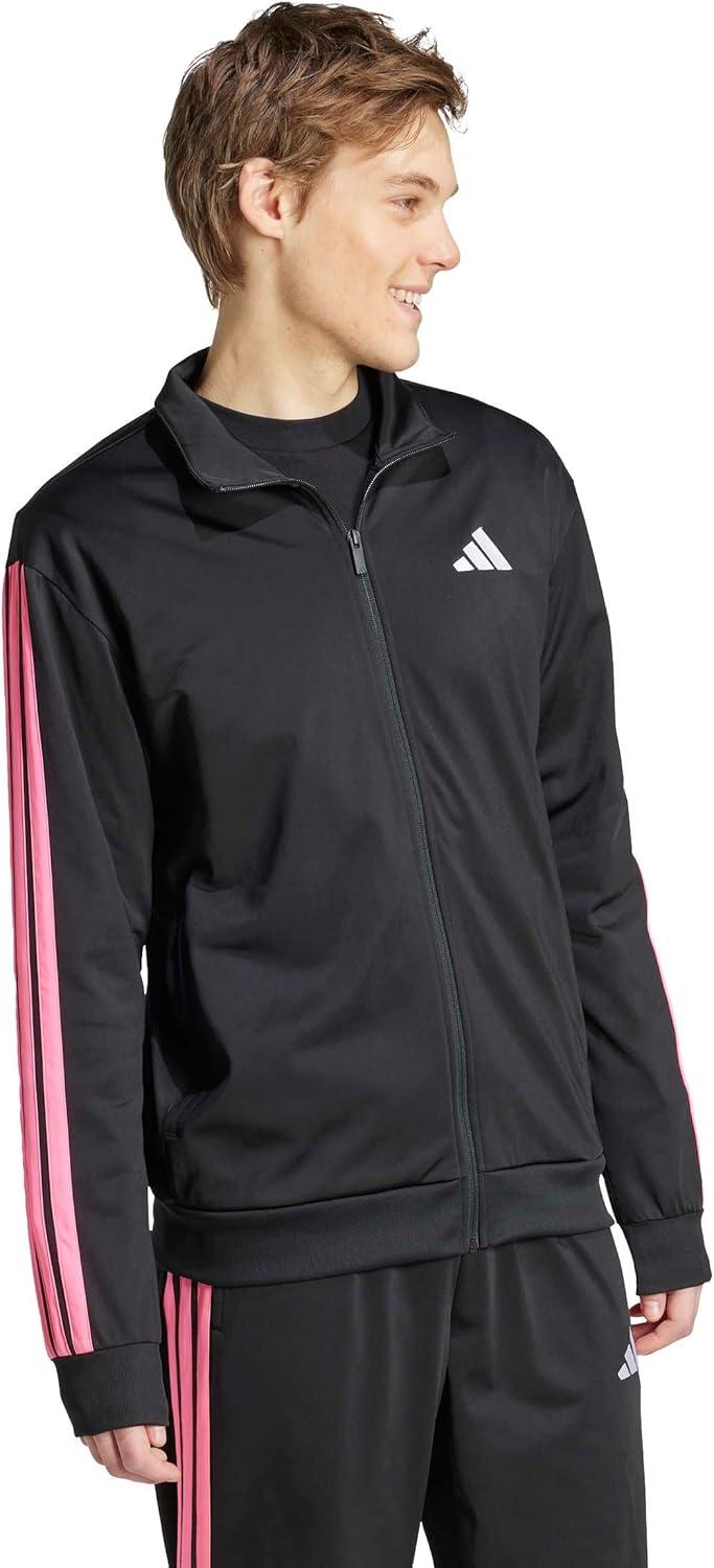image:imageadidas Mens Essentials Warmup 3stripes Track TopBlackLucid Pink