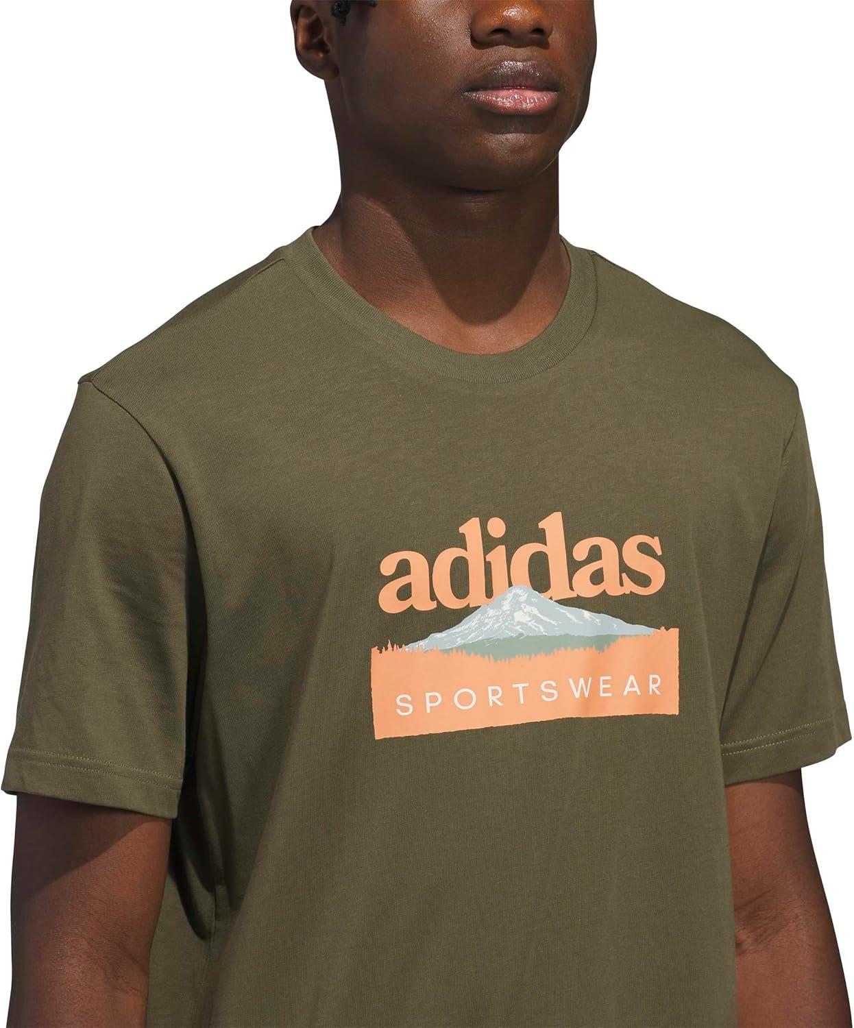 image:imageadidas Mens Sportsman Mountain Graphic TShirtOlive Strata