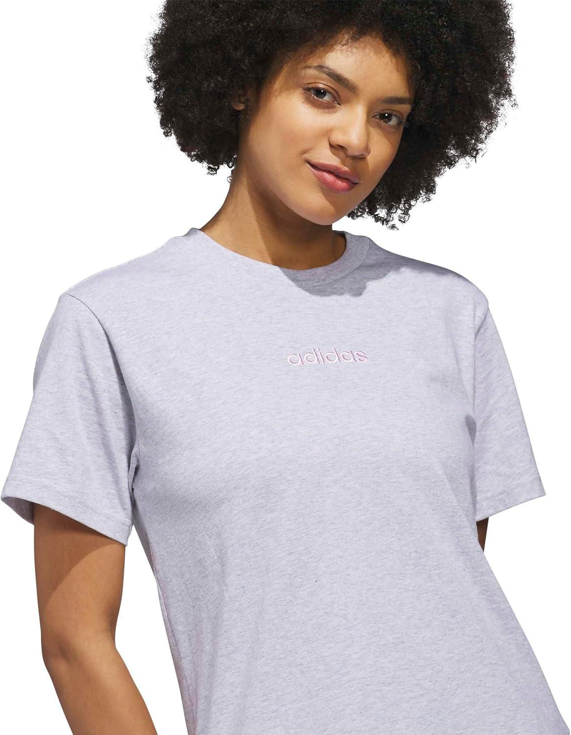 image:imageadidas Womens Bow on Linear Logo Graphic TShirtLight Grey Heather