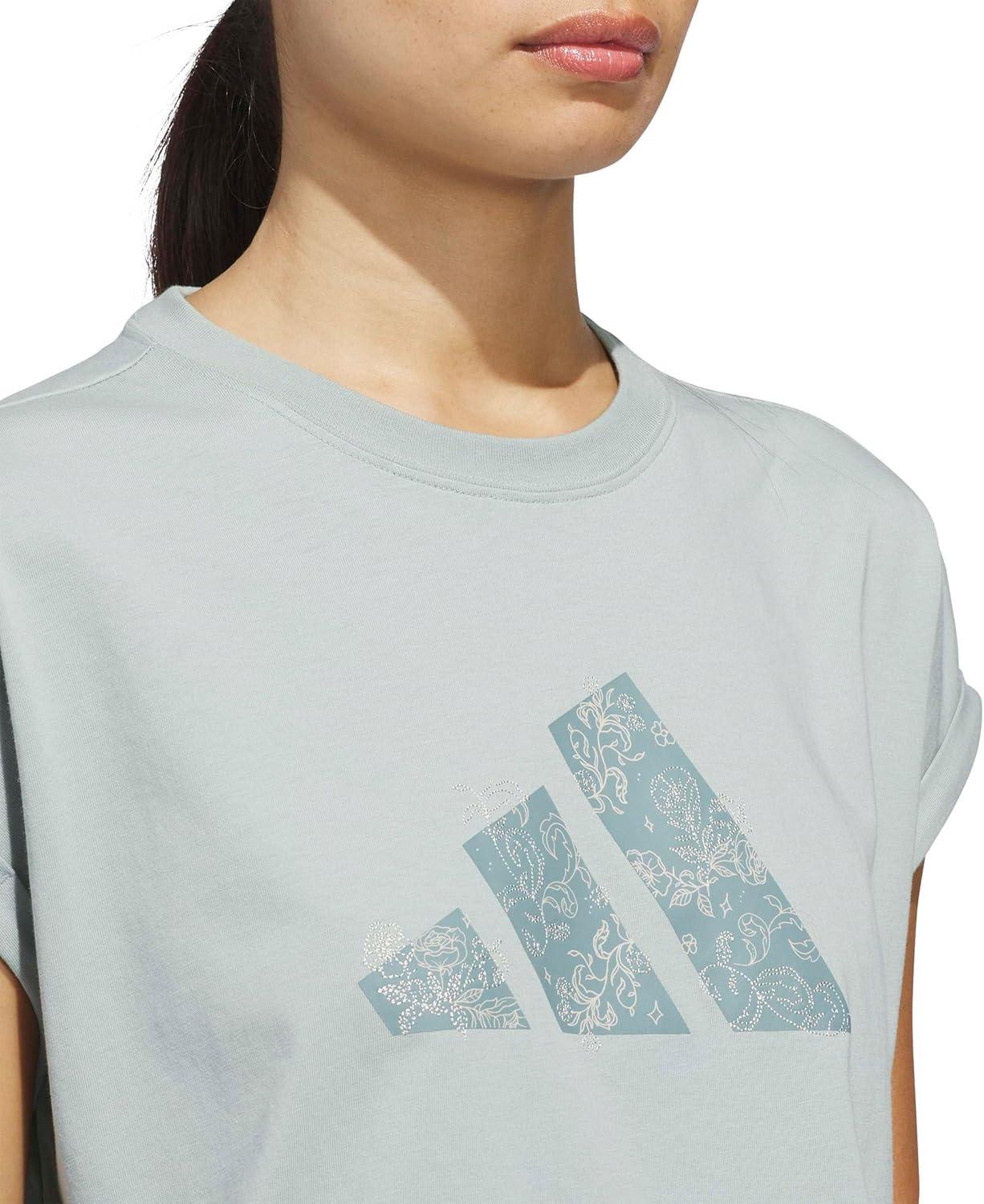 image:imageadidas Womens Western Florals Big Logo Graphic TShirtWonder Sage