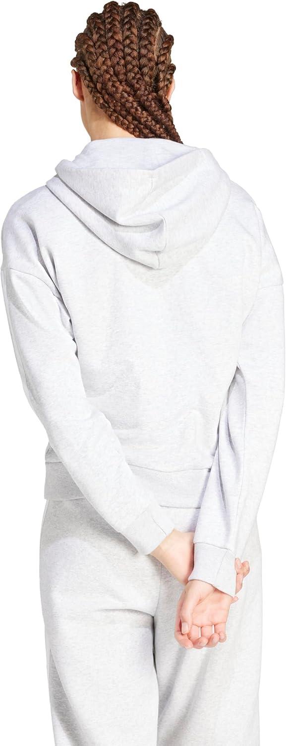 image:imageadidas womens Tall Essentials 3stripes Fleece Full Zip HoodieLight Grey HeatherWhite