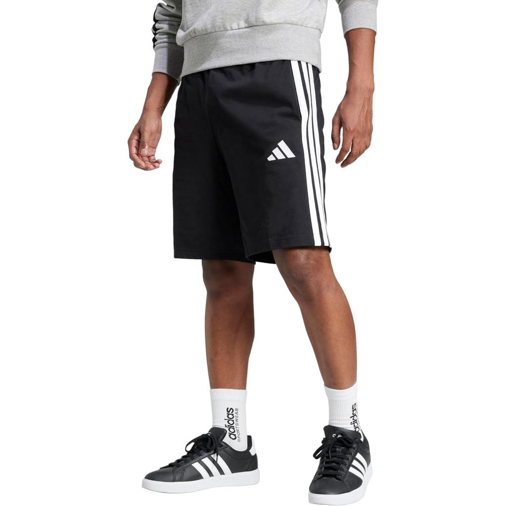 image:imageAdidas Mens Essentials 3Stripes Single Jersey 10inch ShortsBlackWhite