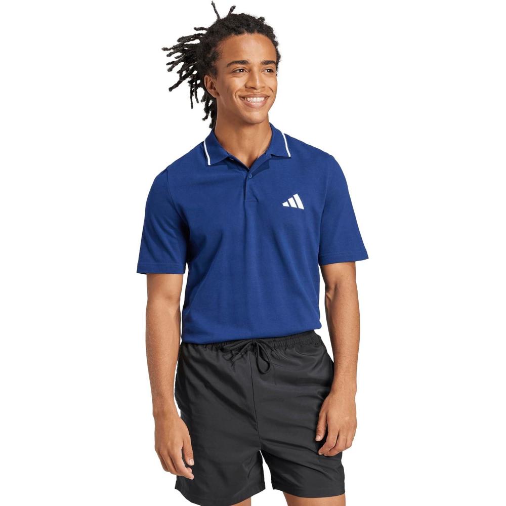 image:imageAdidas Mens Essentials Small Logo Pique Polo ShirtDark BlueWhite