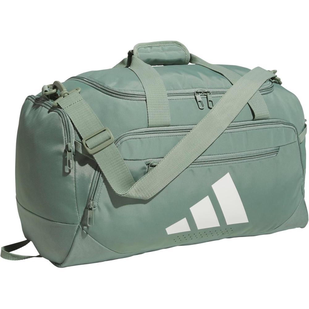 image:imageadidas Defender 5 Duffel Bag Premium Duffle for Sports Gym amp TravelSilver GreenWhite