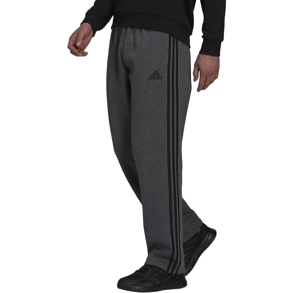 image:imageadidas Mens Essentials 3Stripes Regular Tricot PantsDark Grey HeatherBlack