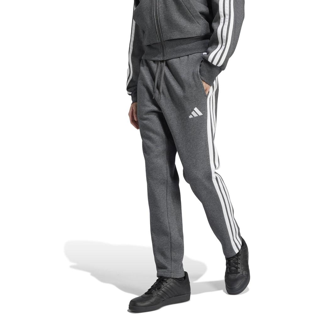 image:imageadidas Mens Essentials 3Stripes Regular Tricot PantsDark Grey HeatherWhite
