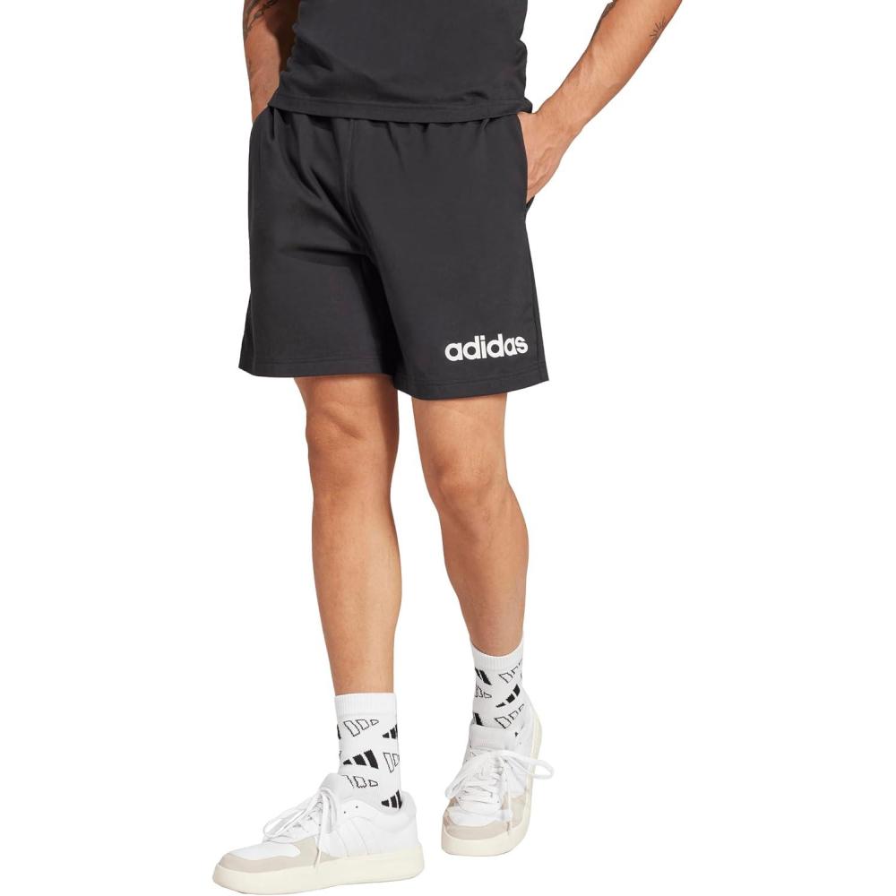 image:imageadidas Mens Essentials Linear Single Jersey 7inch ShortsBlackWhite