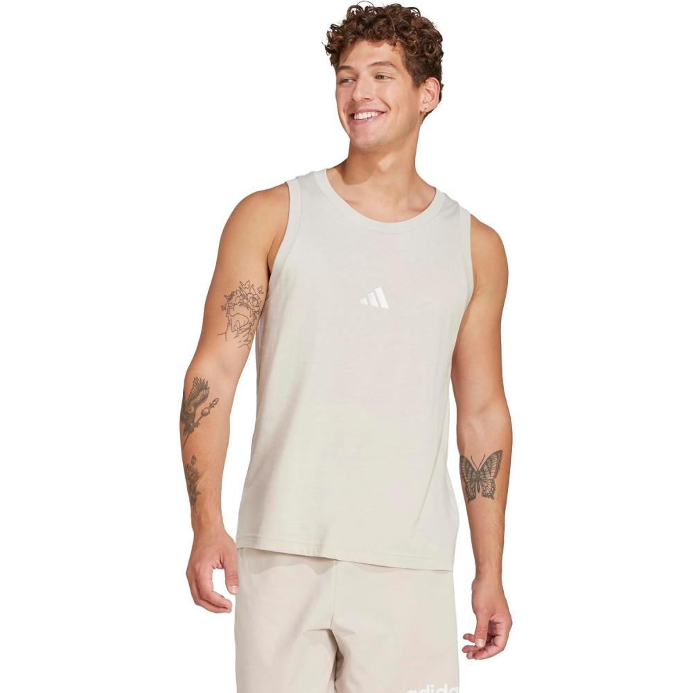 image:imageadidas Mens Essentials Small Logo Single Jersey Tank TopWonder AluminaWhite