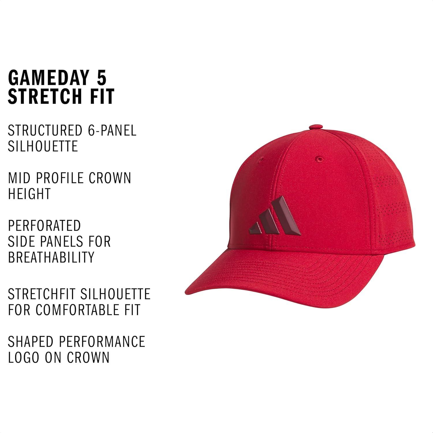 image:imageadidas Mens Gameday 5 Stretch Fit Hat Athletic Structured Baseball CapActive MaroonCollegiate Burgundy5