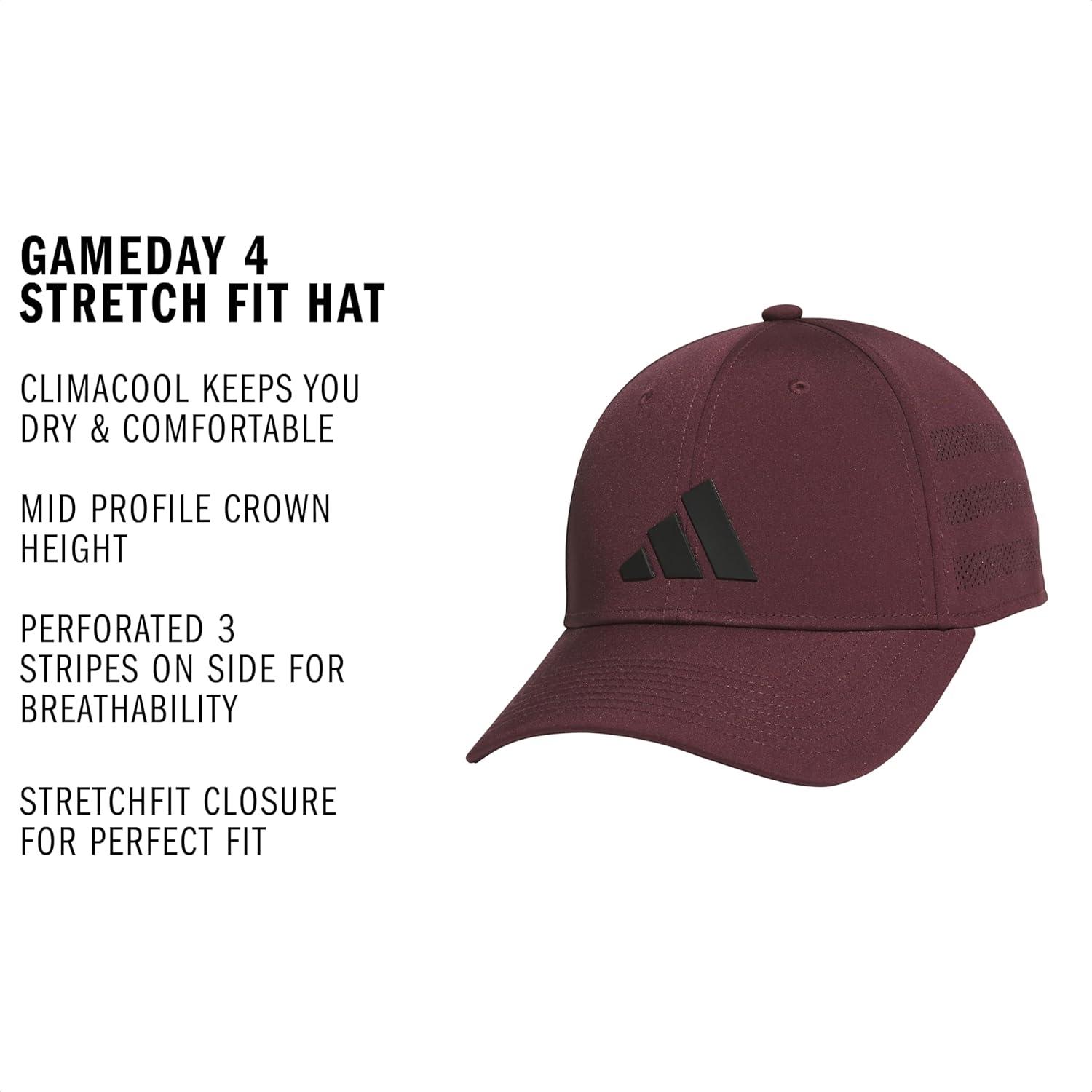 image:imageadidas Mens Gameday 5 Stretch Fit Hat Athletic Structured Baseball CapAurora Ruby RedBlack4