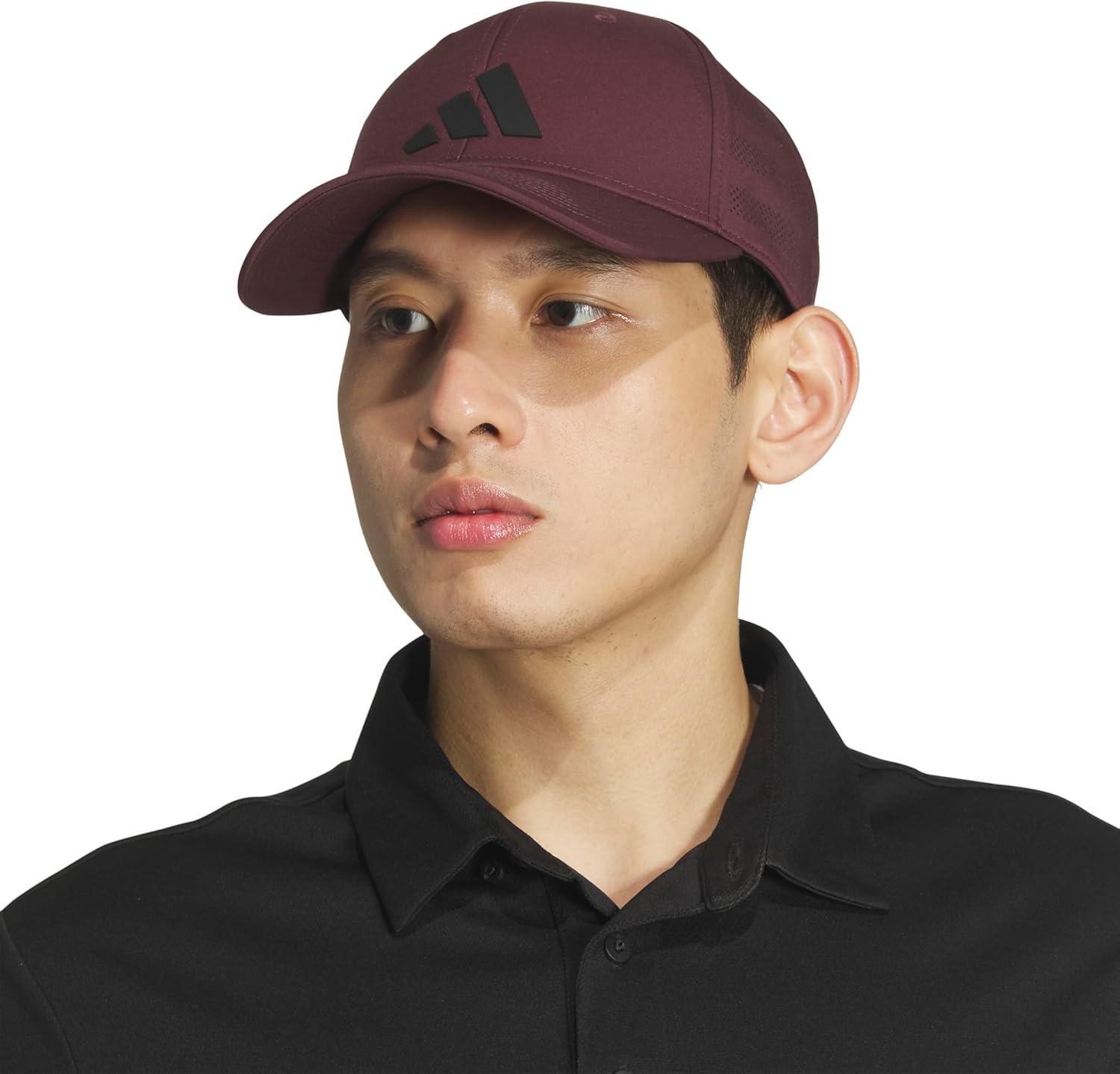 image:imageadidas Mens Gameday 5 Stretch Fit Hat Athletic Structured Baseball CapAurora Ruby RedBlack4