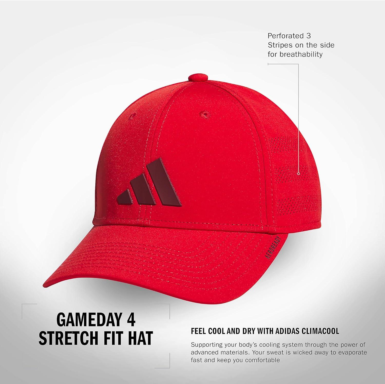 image:imageadidas Mens Gameday 5 Stretch Fit Hat Athletic Structured Baseball CapBetter ScarletShadow Red4