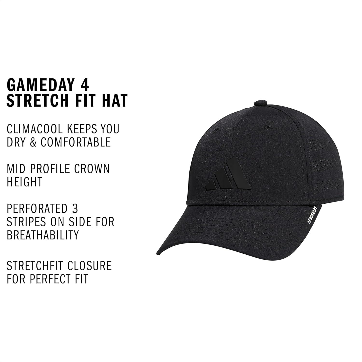 image:imageadidas Mens Gameday 5 Stretch Fit Hat Athletic Structured Baseball CapBlack4