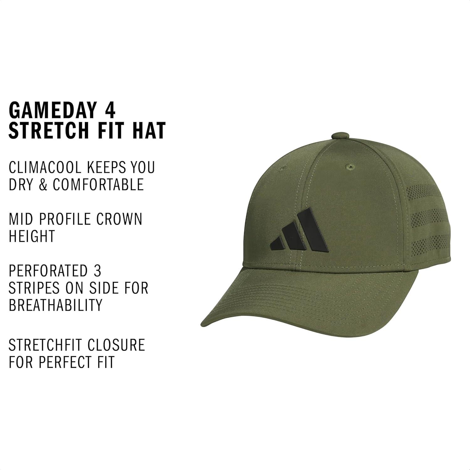 image:imageadidas Mens Gameday 5 Stretch Fit Hat Athletic Structured Baseball CapOlive Strata GreenBlack4