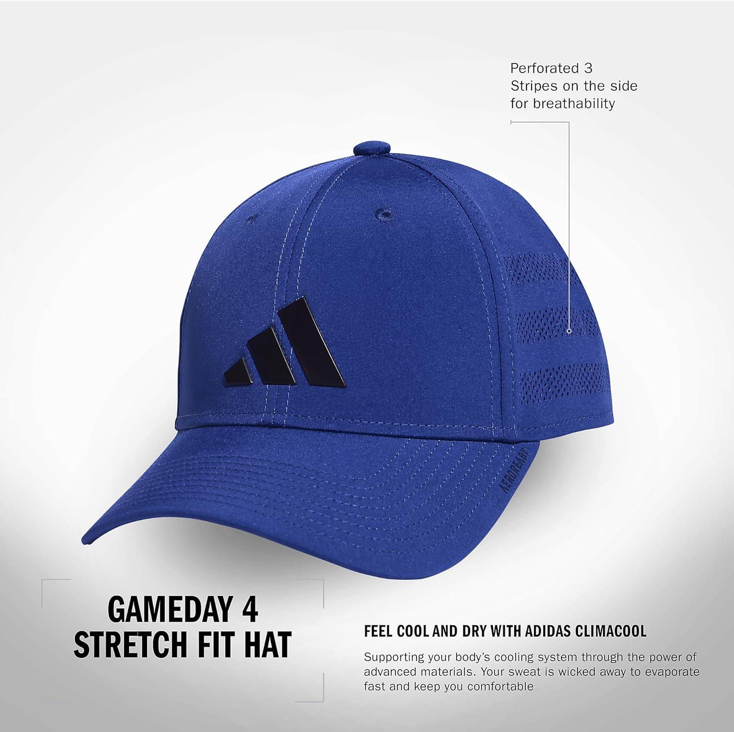 image:imageadidas Mens Gameday 5 Stretch Fit Hat Athletic Structured Baseball CapSemi Lucid BlueLegend Ink Blue4