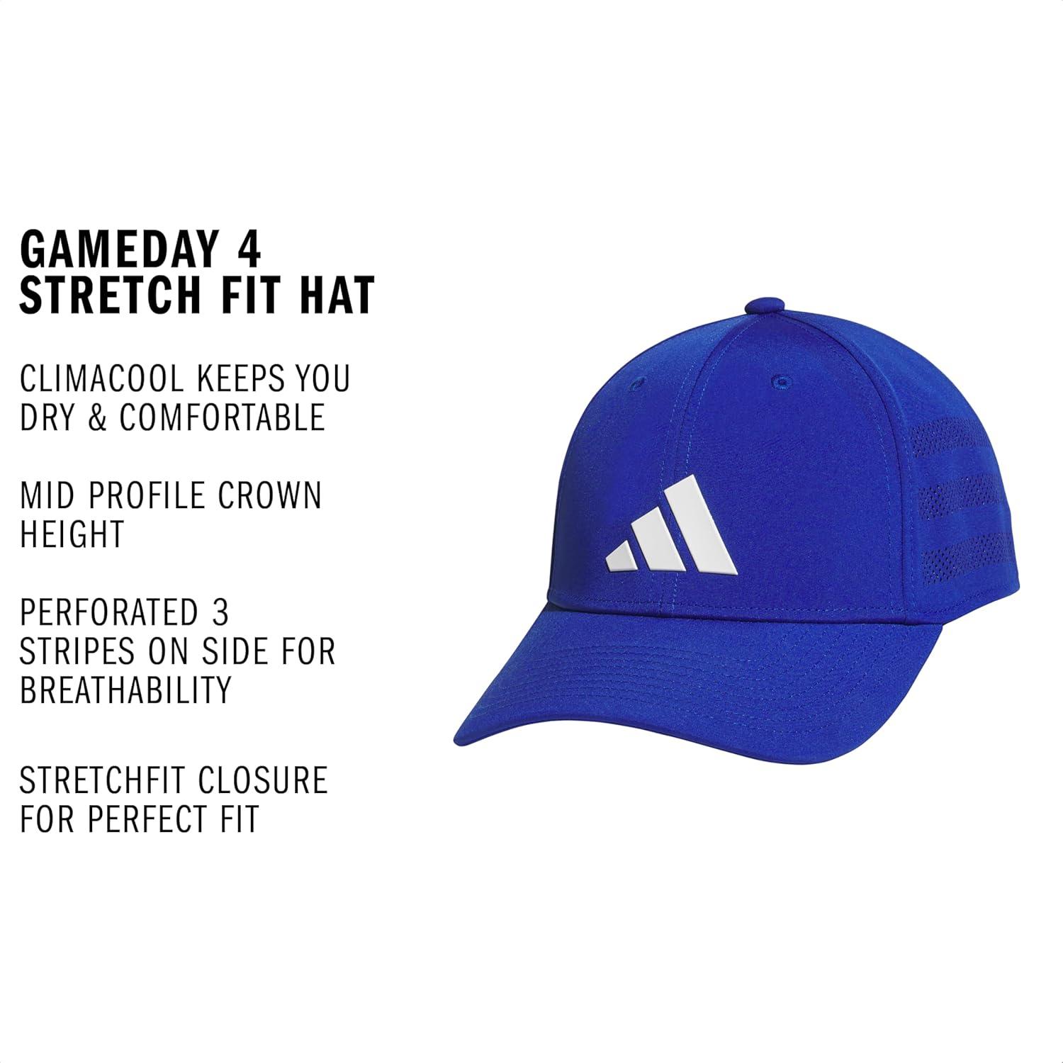 image:imageadidas Mens Gameday 5 Stretch Fit Hat Athletic Structured Baseball CapTeam Royal BlueWhite4