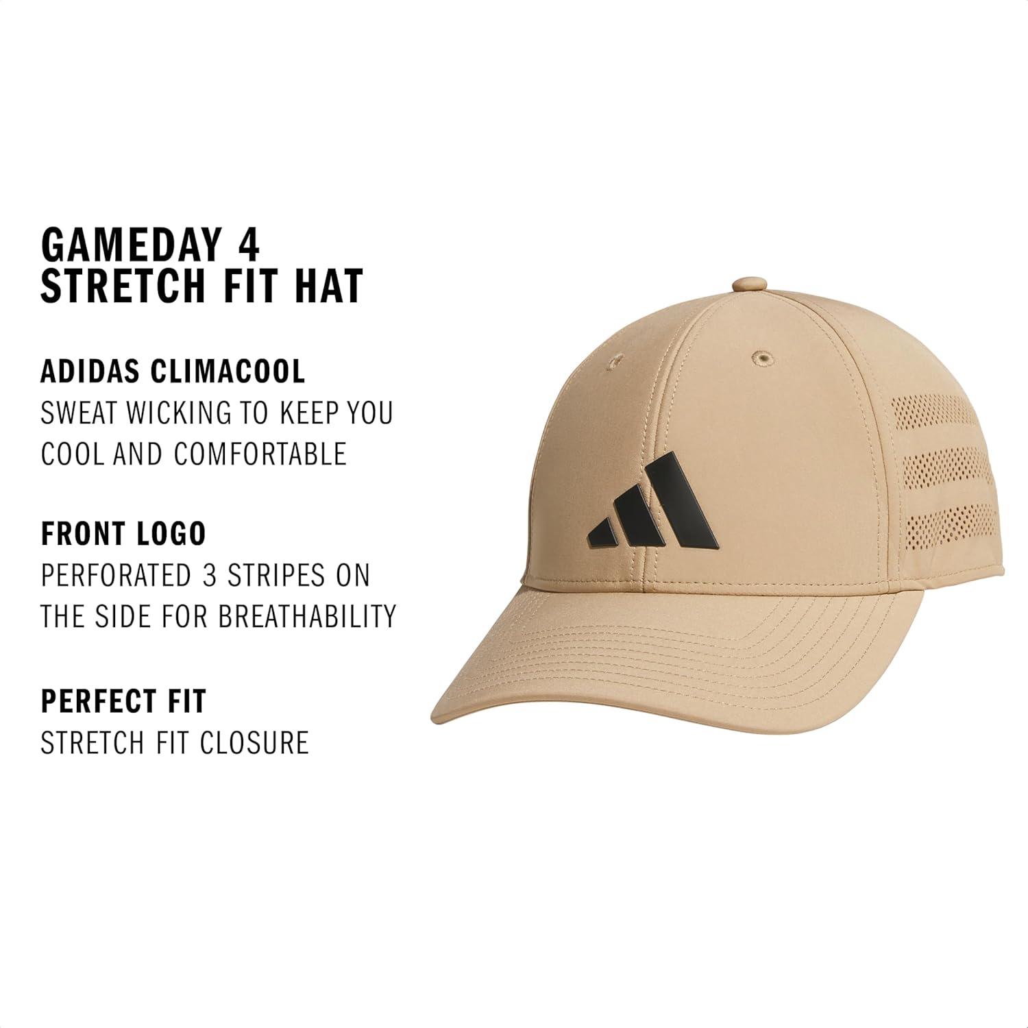 image:imageadidas Mens Gameday 5 Stretch Fit Hat Athletic Structured Baseball CapWarm Sandstone BeigeBlack4