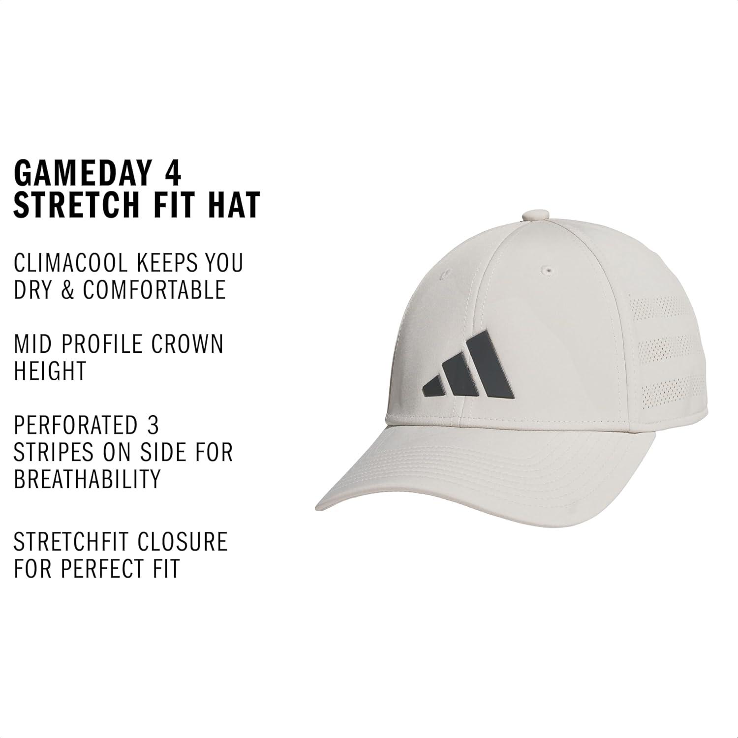 image:imageadidas Mens Gameday 5 Stretch Fit Hat Athletic Structured Baseball CapWonder Alumina GreyGrey Six4