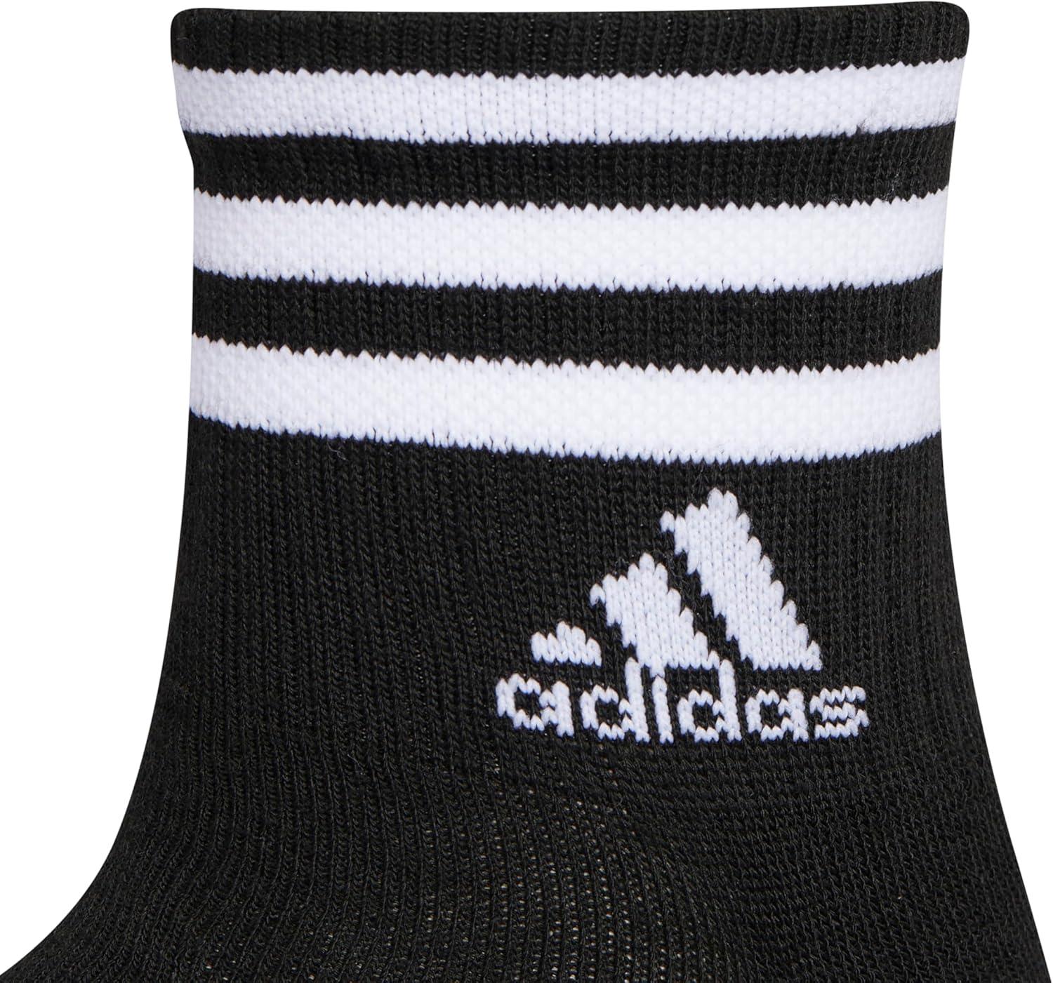 image:imageadidas Womens Cushioned Sport High Quarter Socks 3 Pairs Durable amp ComfortableBlackWhite3stripe3