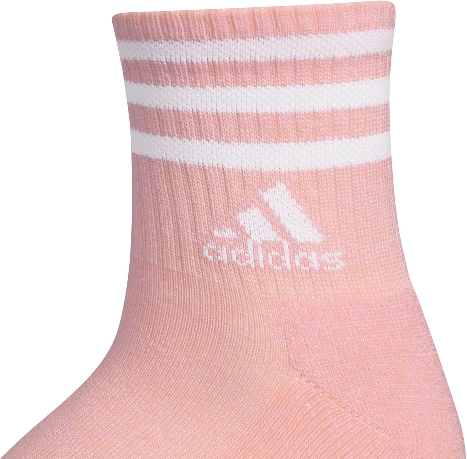 image:imageadidas Womens Cushioned Sport High Quarter Socks 3 Pairs Durable amp ComfortableSemi Pink SparkGreyWhite3stripe3