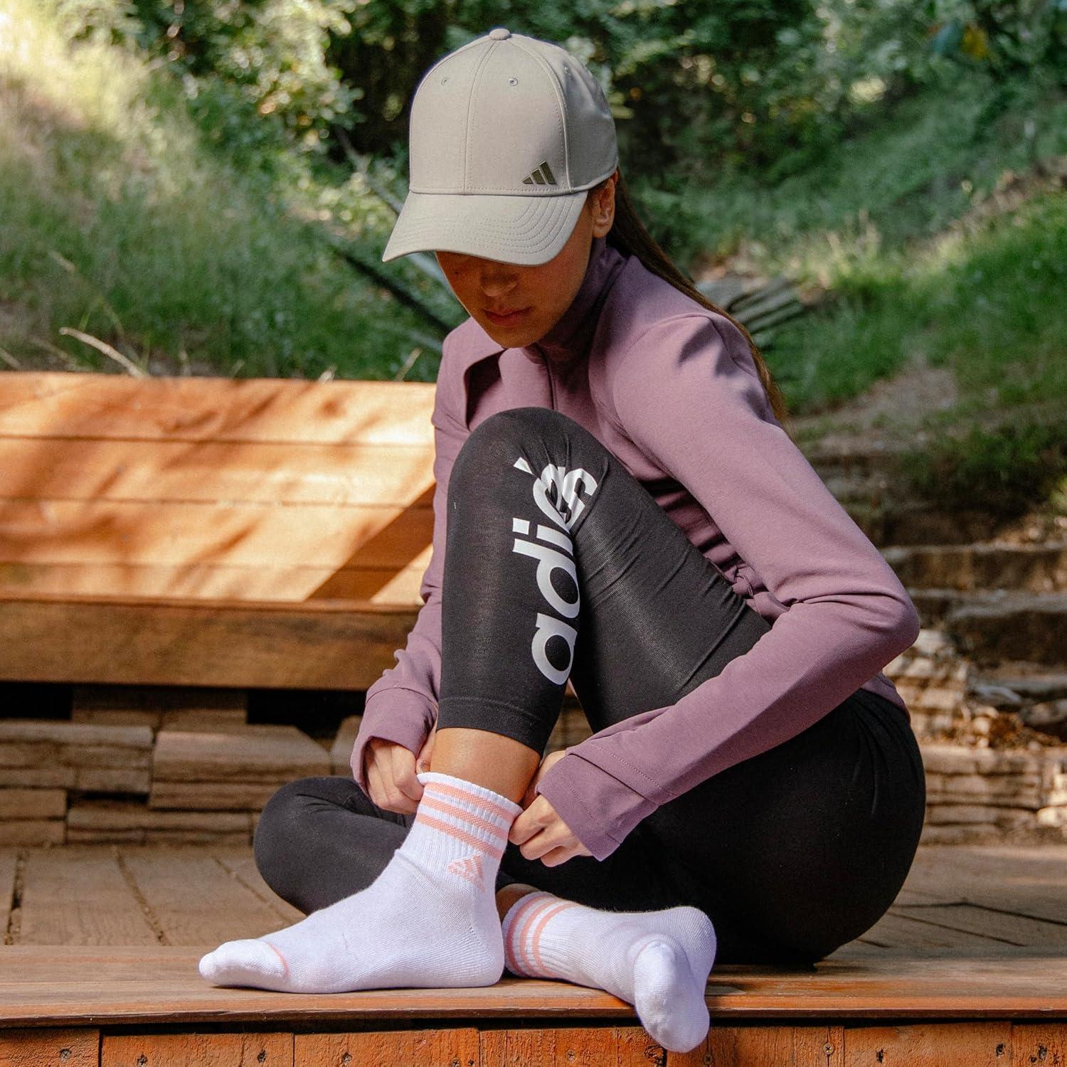 image:imageadidas Womens Cushioned Sport High Quarter Socks 3 Pairs Durable amp ComfortableSemi Pink SparkGreyWhite3stripe3