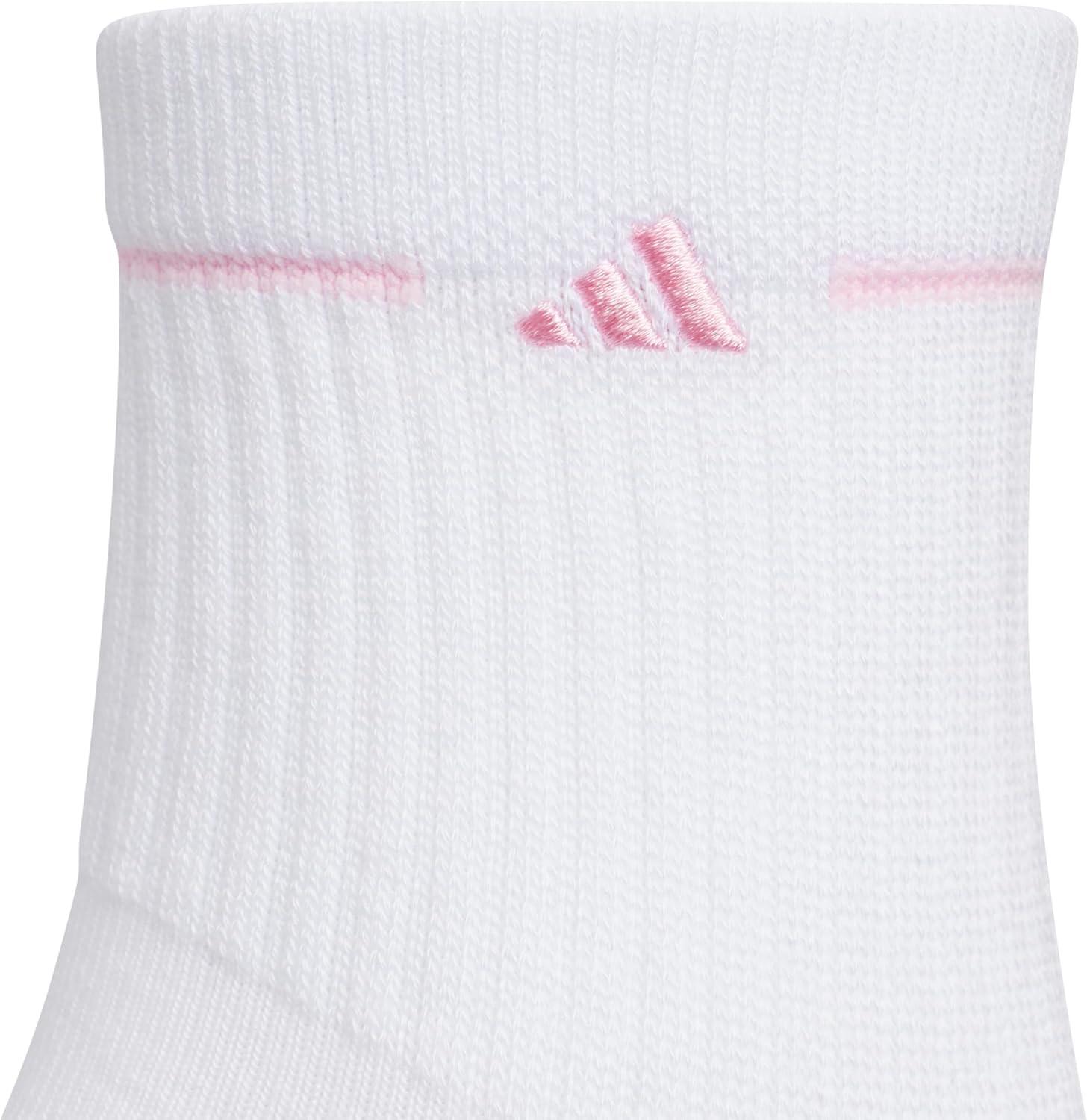 image:imageadidas Womens Cushioned Sport High Quarter Socks 3 Pairs Durable amp ComfortableWhiteClear PinkGrey3