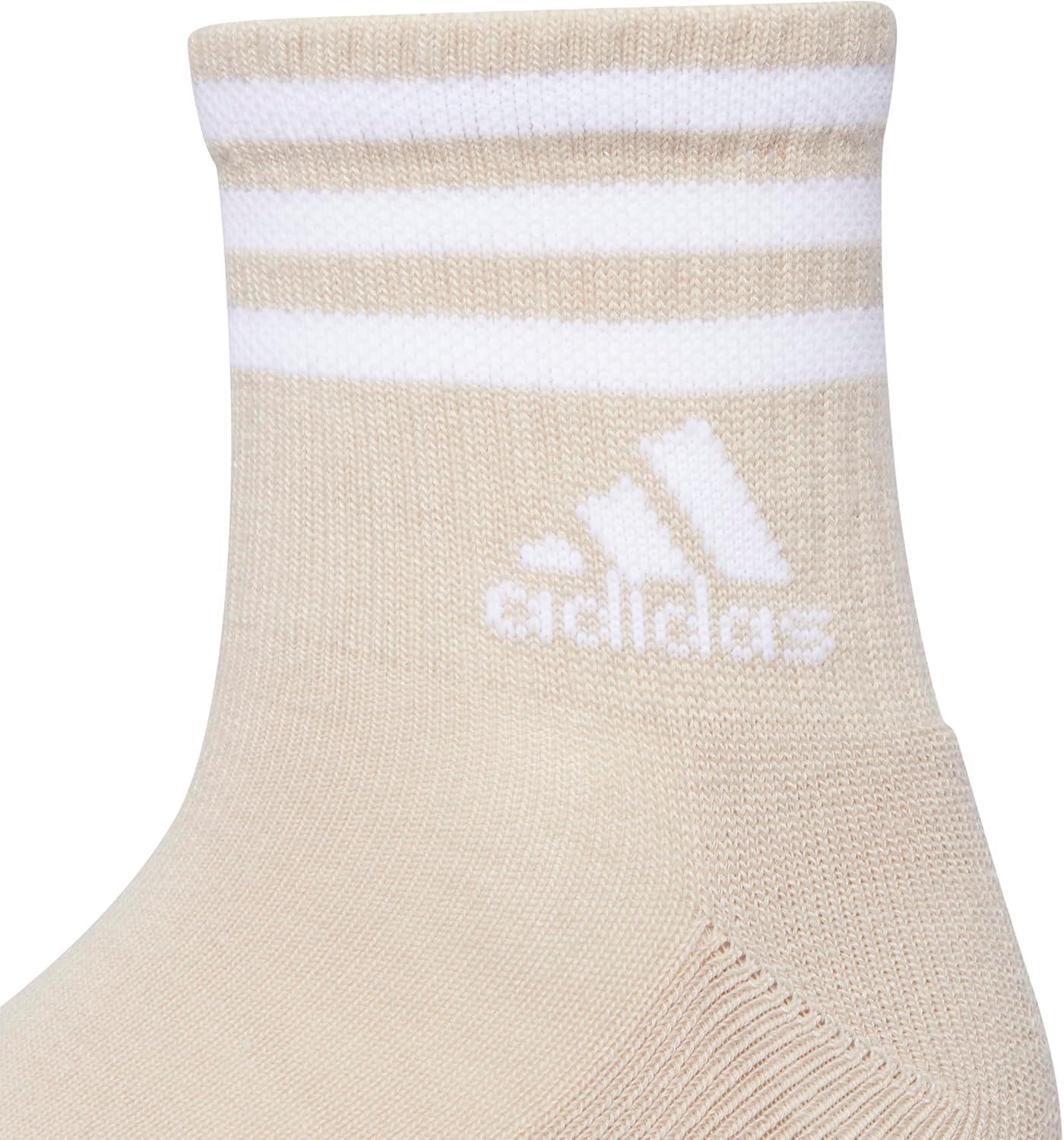 image:imageadidas Womens Cushioned Sport High Quarter Socks 3 Pairs Durable amp ComfortableWonder BeigeWhiteAlumina Heather3stripe3