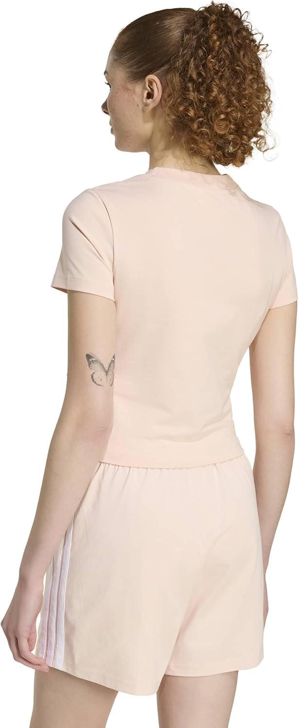 image:imageadidas Womens Essentials 3Stripes TShirtBlush PinkWhite