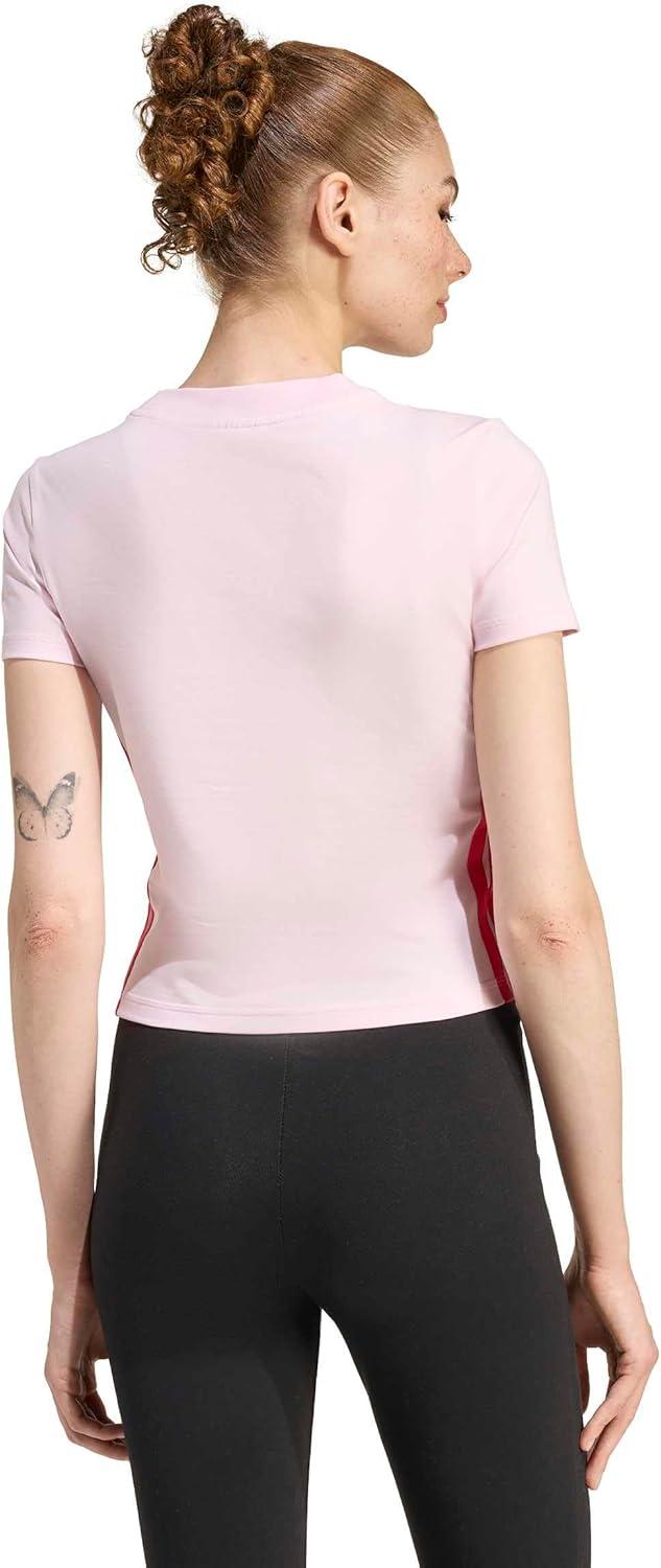 image:imageadidas Womens Essentials 3Stripes TShirtClear PinkPure Ruby