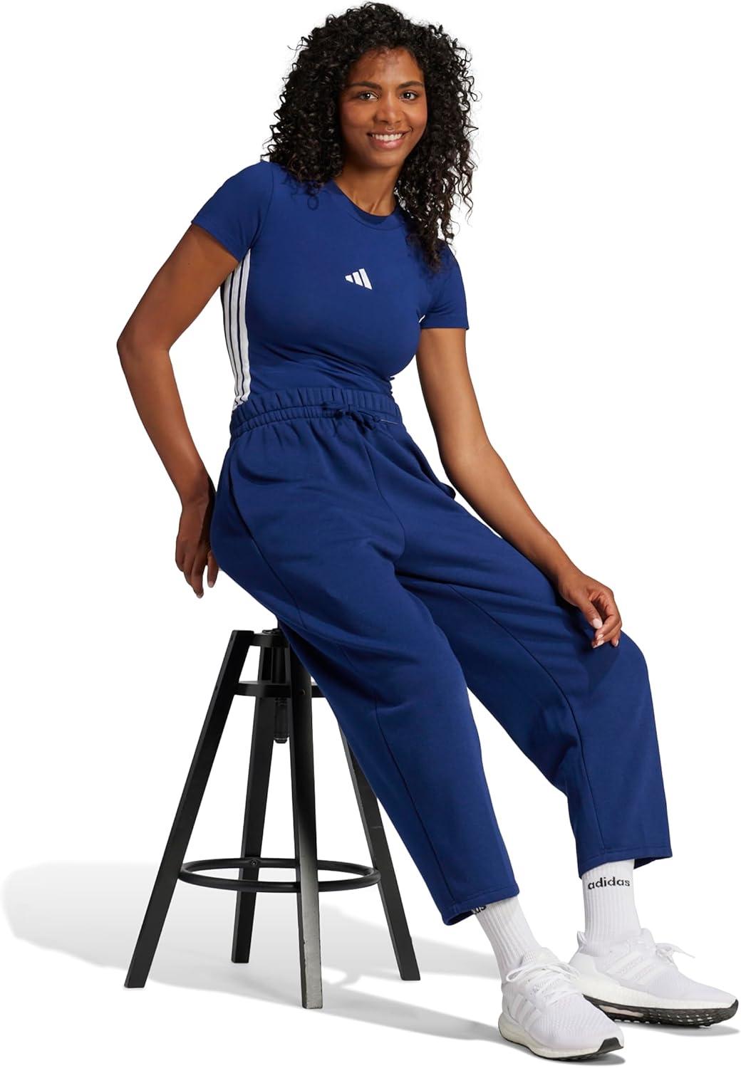 image:imageadidas Womens Essentials 3Stripes TShirtDark BlueWhite