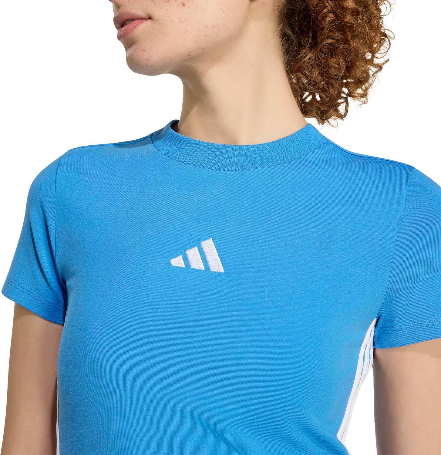 image:imageadidas Womens Essentials 3Stripes TShirtRay BlueWhite
