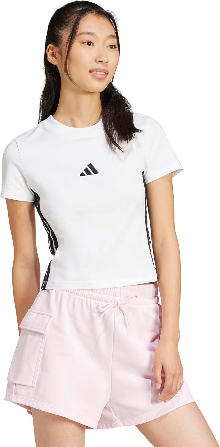 image:imageadidas Womens Essentials 3Stripes TShirtWhiteBlack