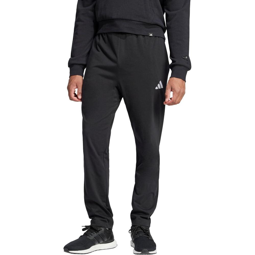 image:imageadidas Mens Essentials Linear Single Jersey Sportswear PantsBlackWhite
