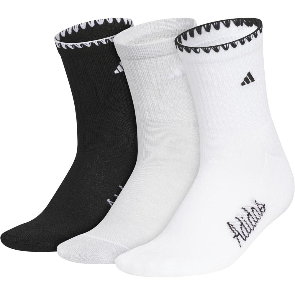 image:imageadidas Womens Cushioned Sport High Quarter Socks 3 Pairs Durable amp ComfortableBlackClear Onix GreyWhiteLuxe