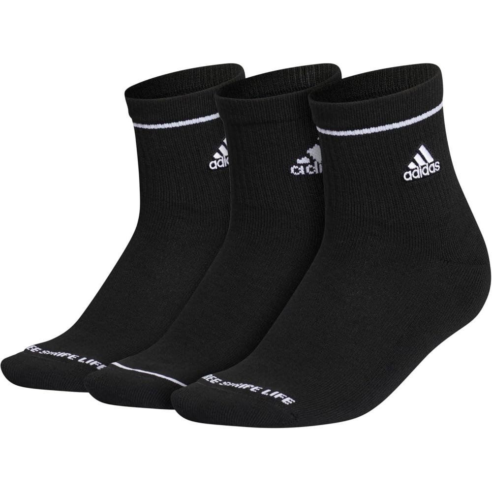 image:imageadidas Womens Cushioned Sport High Quarter Socks 3 Pairs Durable amp ComfortableBlackWhite2