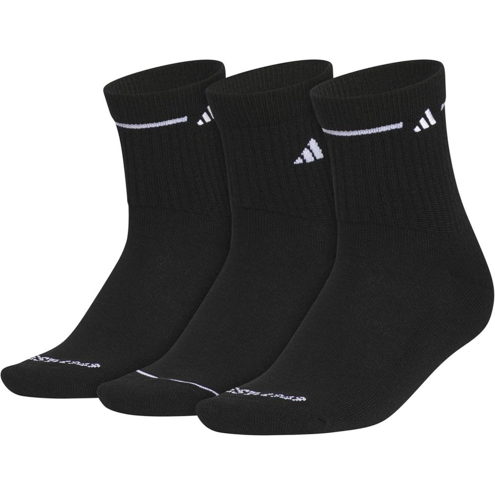 image:imageadidas Womens Cushioned Sport High Quarter Socks 3 Pairs Durable amp ComfortableBlackWhite3
