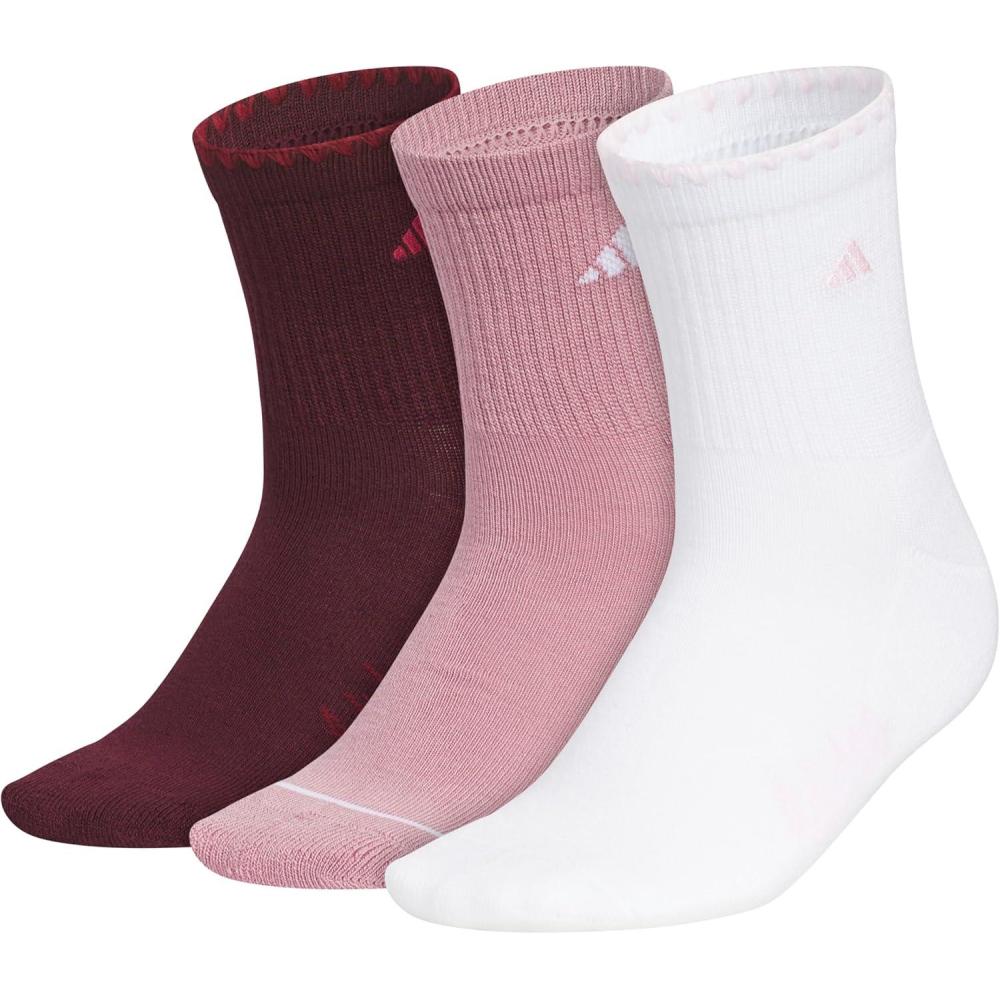image:imageadidas Womens Cushioned Sport High Quarter Socks 3 Pairs Durable amp ComfortableMaroonMagic Mauve PurpleWhiteLuxe
