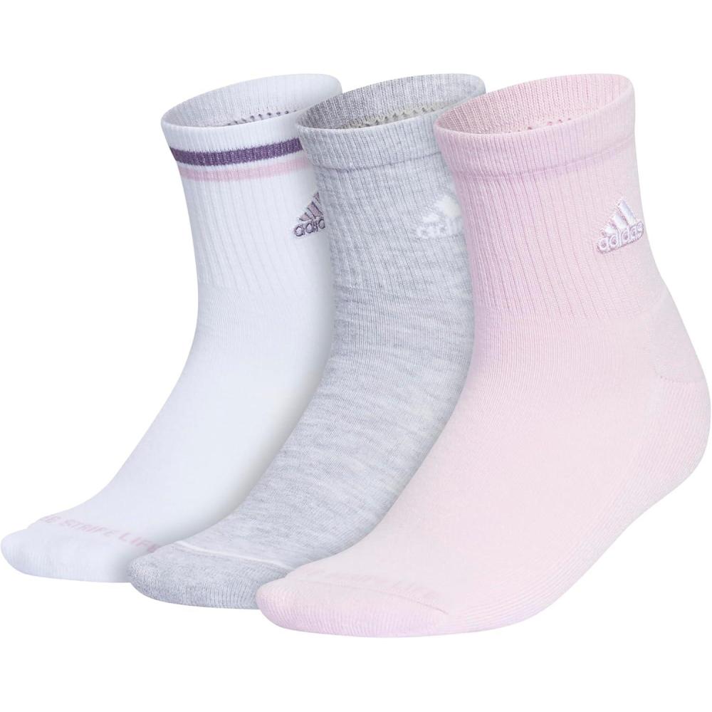image:imageadidas Womens Cushioned Sport High Quarter Socks 3 Pairs Durable amp ComfortableOrchid Fusion PurpleCool Light HeatherWhite2