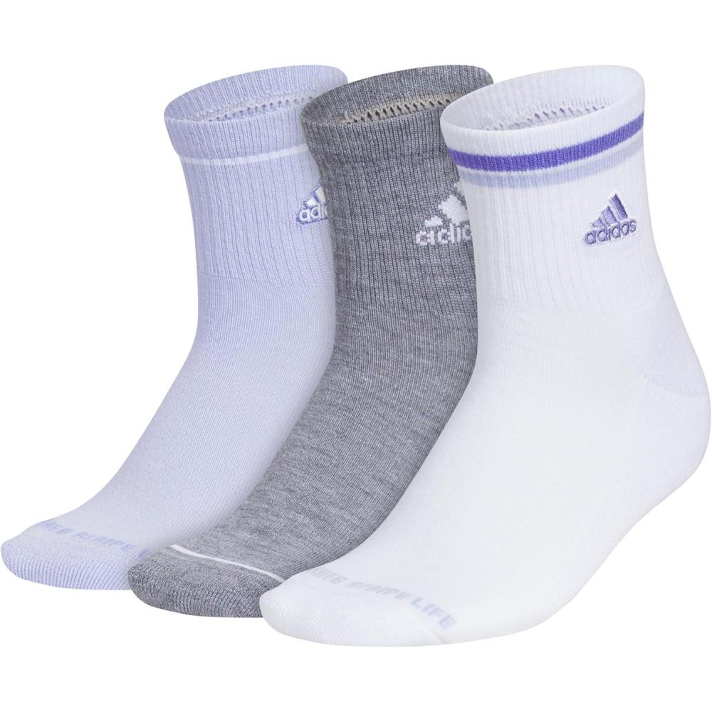 image:imageadidas Womens Cushioned Sport High Quarter Socks 3 Pairs Durable amp ComfortableViolet Tone PurpleMedium Grey HeatherWhite2