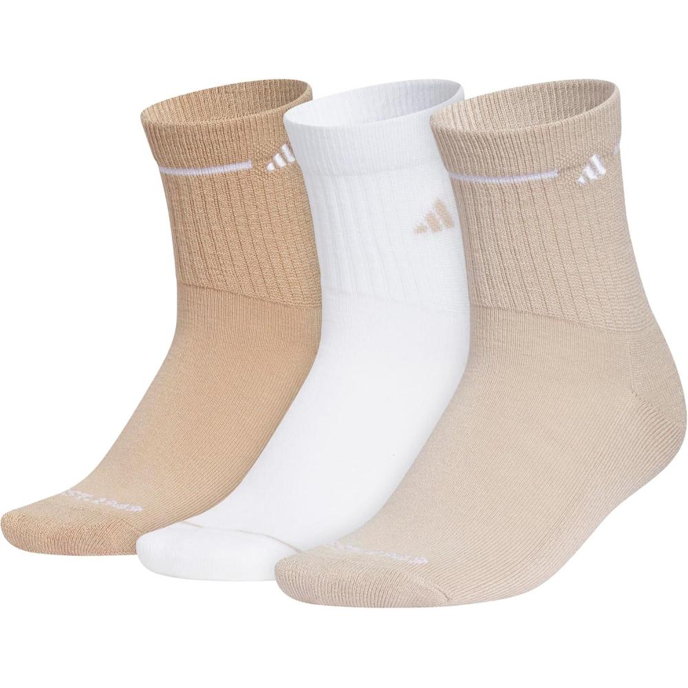 image:imageadidas Womens Cushioned Sport High Quarter Socks 3 Pairs Durable amp ComfortableWarm Sandstone BeigeWhiteWonder Beige3