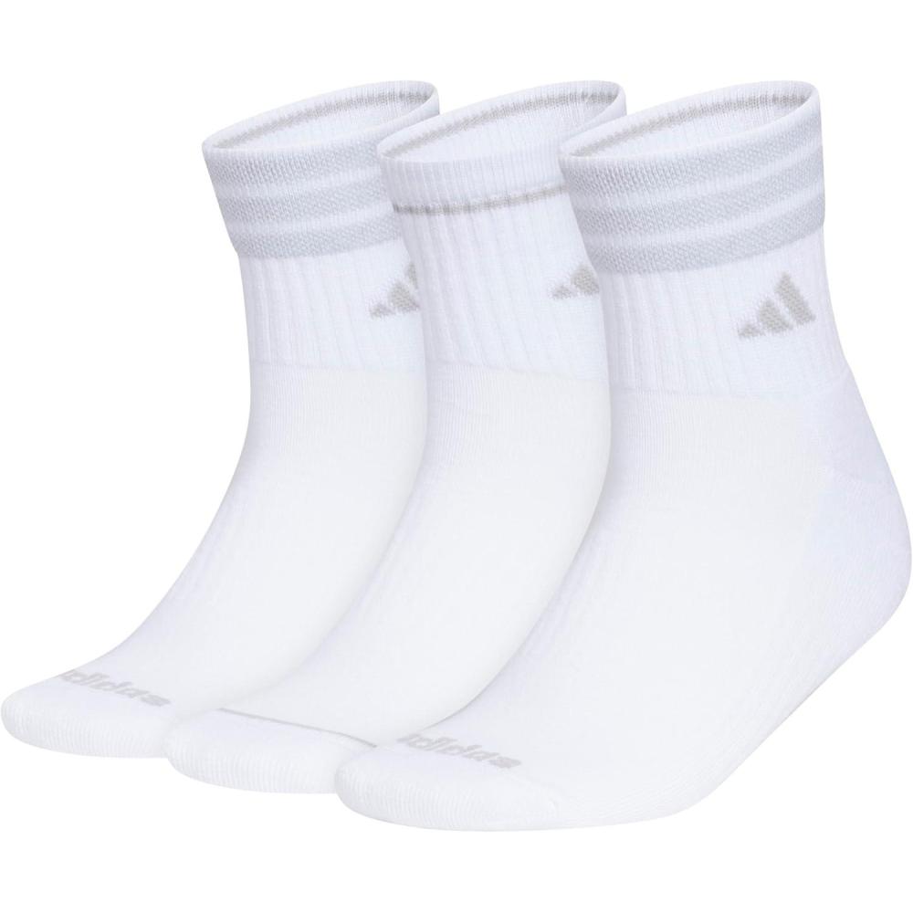 image:imageadidas Womens Cushioned Sport High Quarter Socks 3 Pairs Durable amp ComfortableWhite3stripe4