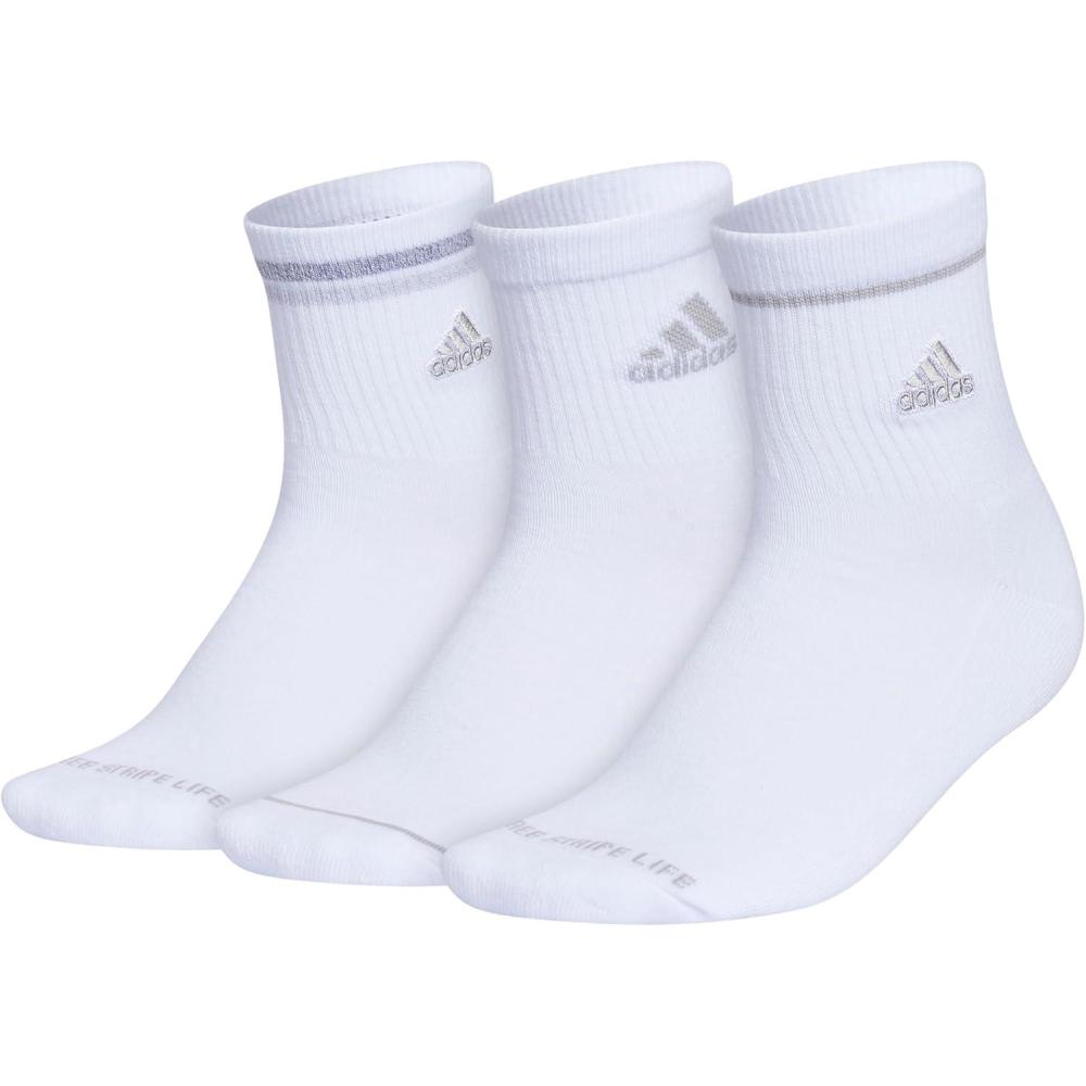 image:imageadidas Womens Cushioned Sport High Quarter Socks 3 Pairs Durable amp ComfortableWhiteClear Onix Grey2