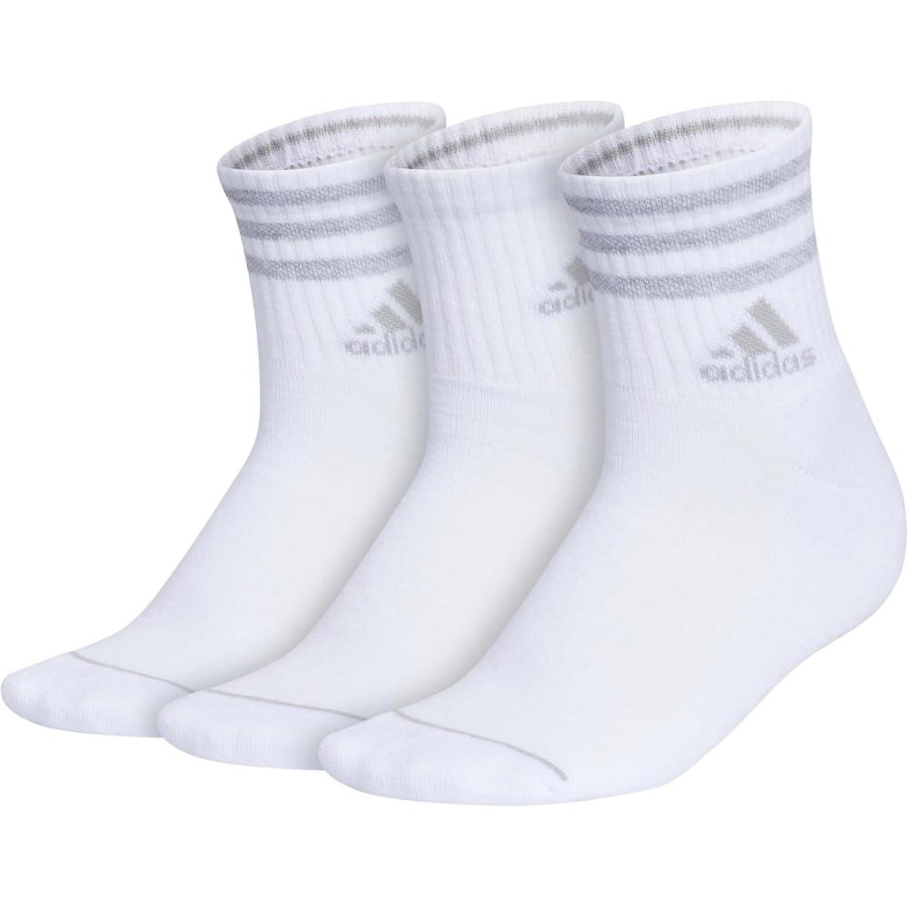 image:imageadidas Womens Cushioned Sport High Quarter Socks 3 Pairs Durable amp ComfortableWhiteClear Onix Grey3stripe3