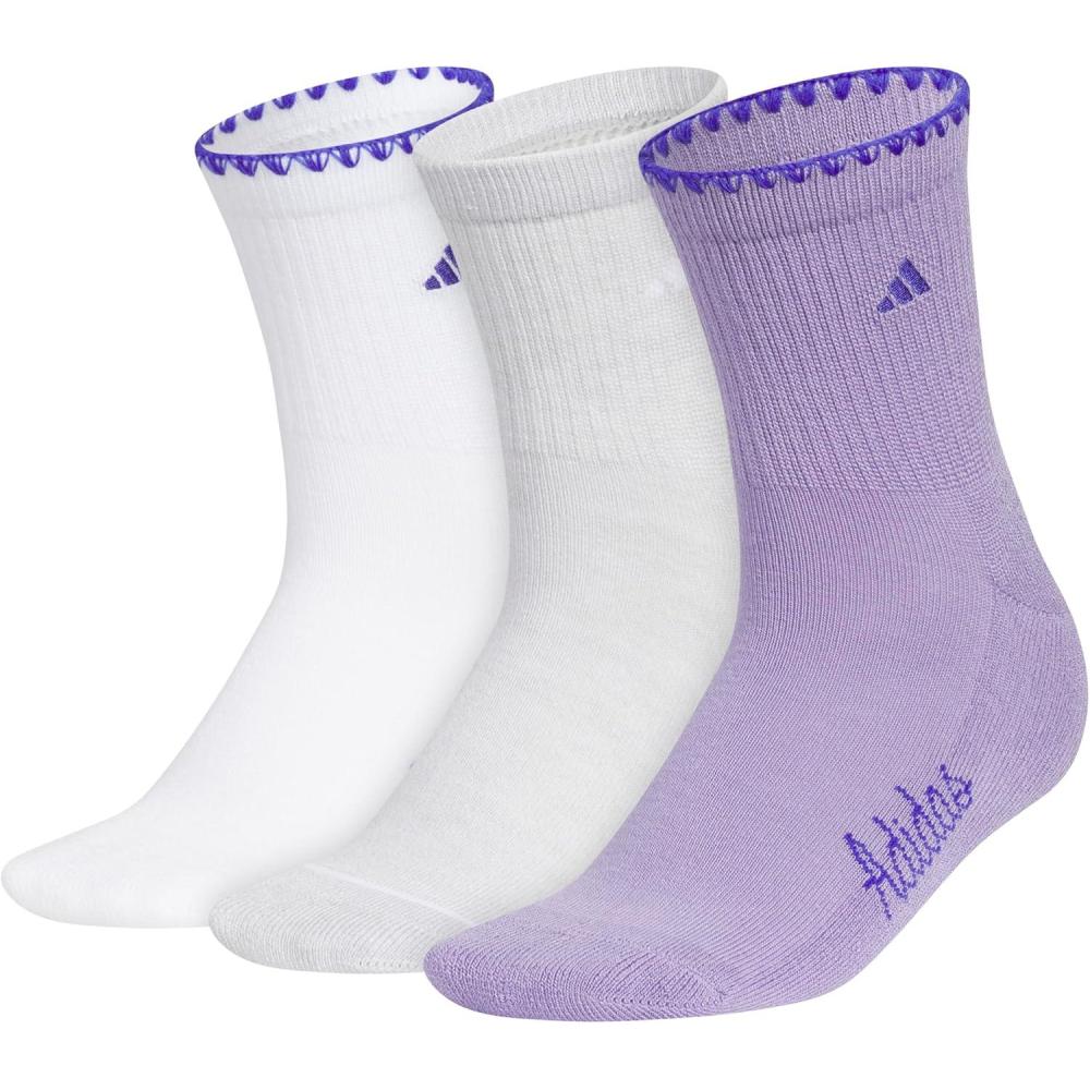 image:imageadidas Womens Cushioned Sport High Quarter Socks 3 Pairs Durable amp ComfortableWhiteClear Onix GreyMagic Lilac PurpleLuxe